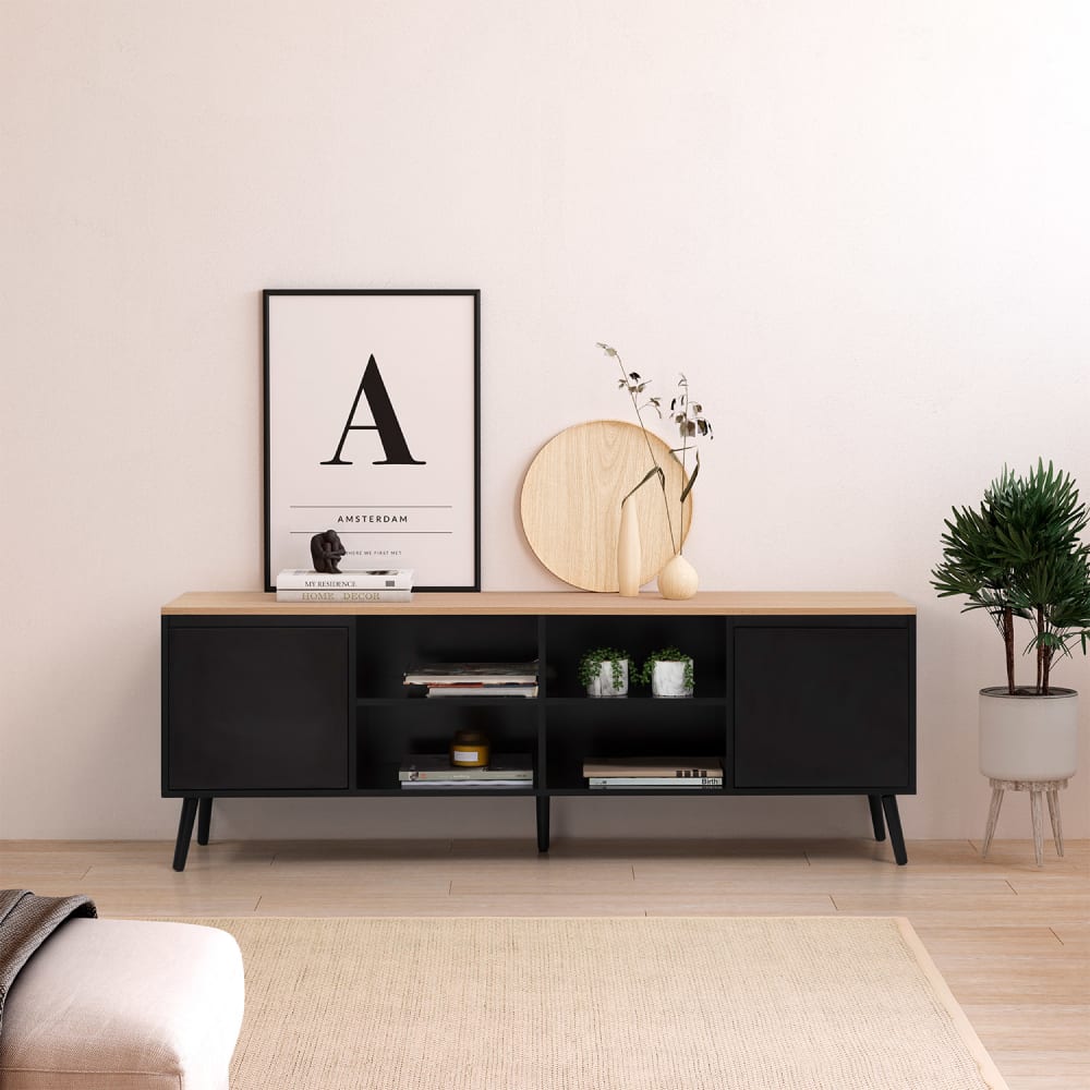 Meuble Tv 2 portes couleur Noir