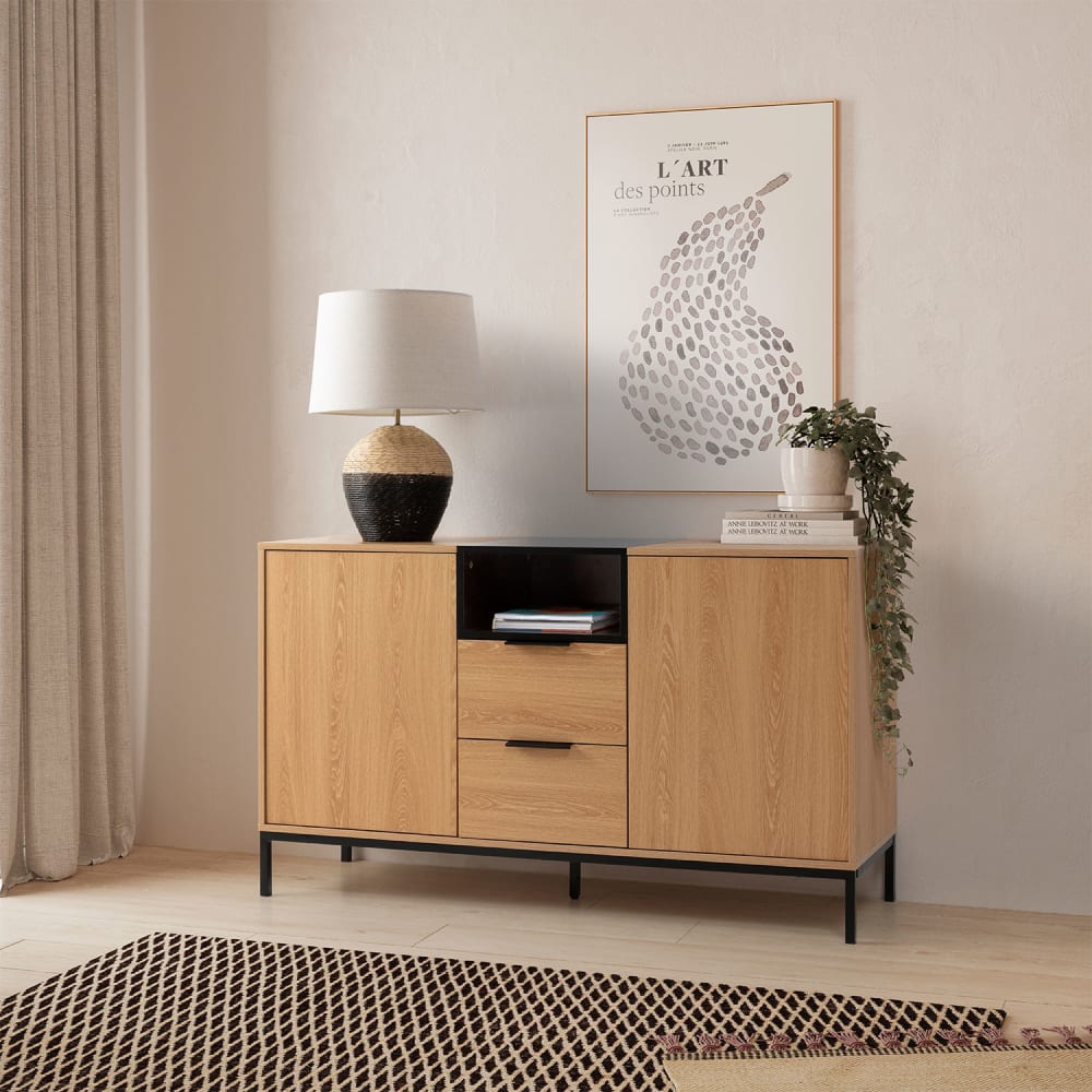 Sideboard 2 türen 2 schubladen Eichenfarbe - Maisons Du Monde