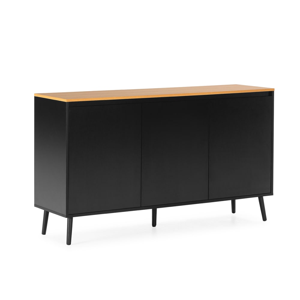 HOMN Sideboard 3 türen schwarze Farbe style industrial - Spanplatte