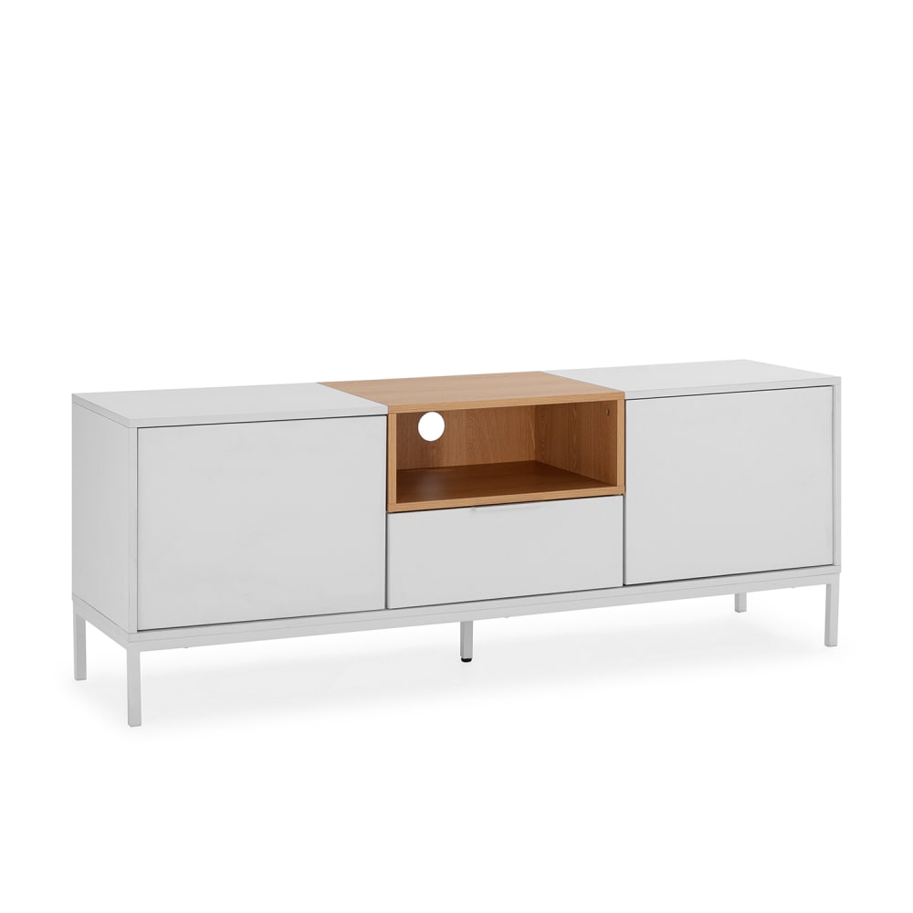 Meuble Tv 2 portes 1 tiroir couleur Blanc