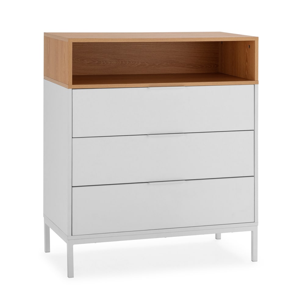 HOMN Kommode 3 schubladen Weiß style modern Weiß Spanplatte