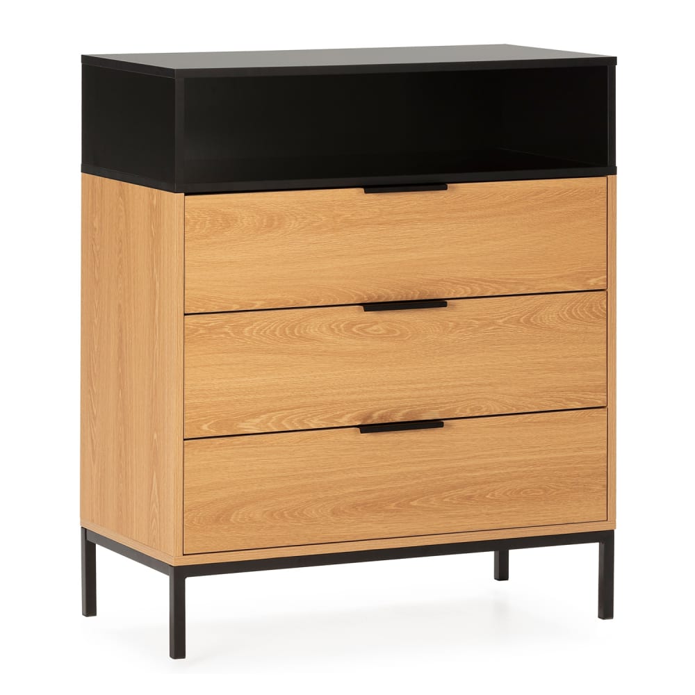 HOMN Kommode 3 schubladen Eichenfarbe style modern Braun Spanplatte