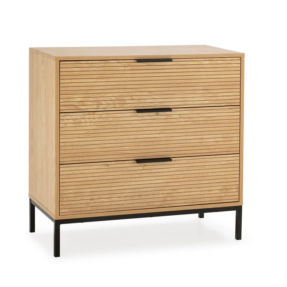 HOMN Kommode 3 schubladen in Eichenfarbe style modern Braun Spanplatte