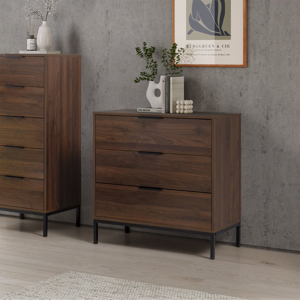 Kommode 3 schubladen Walnussfarbe - Maisons Du Monde