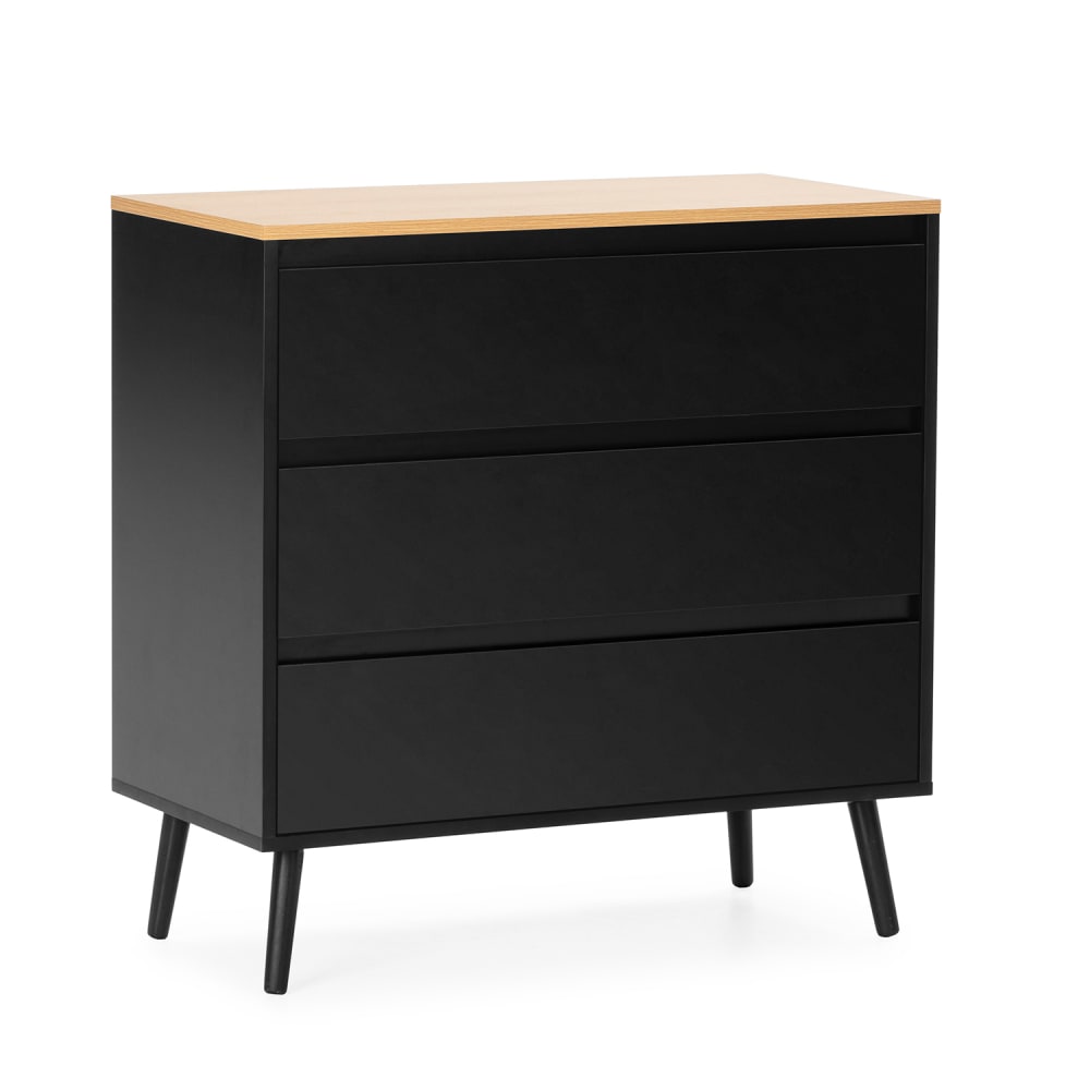 HOMN Kommode 3 schubladen schwarze Farbe style industrial - Spanplatte