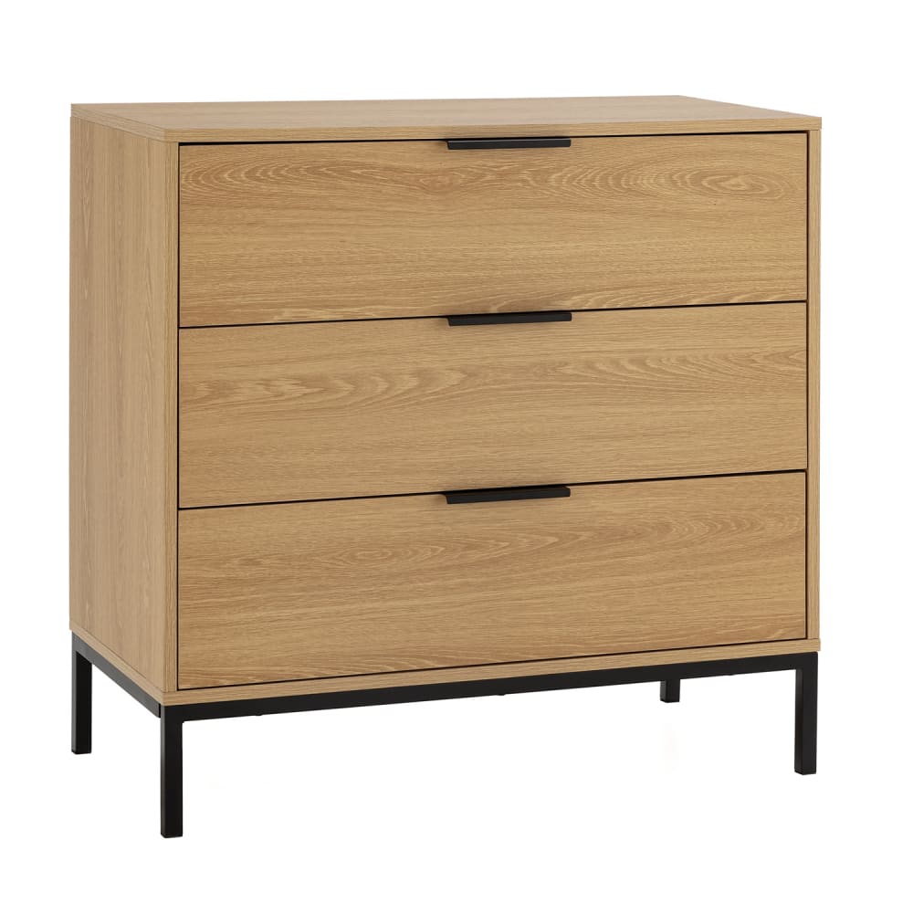 HOMN Kommode 3 schubladen Eichenfarbe style modern Gelb Spanplatte