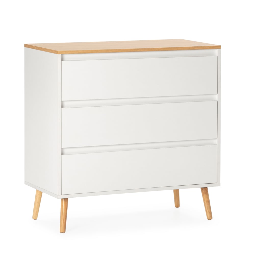 HOMN Kommode 3 schubladen Weiß style modern Weiß Spanplatte