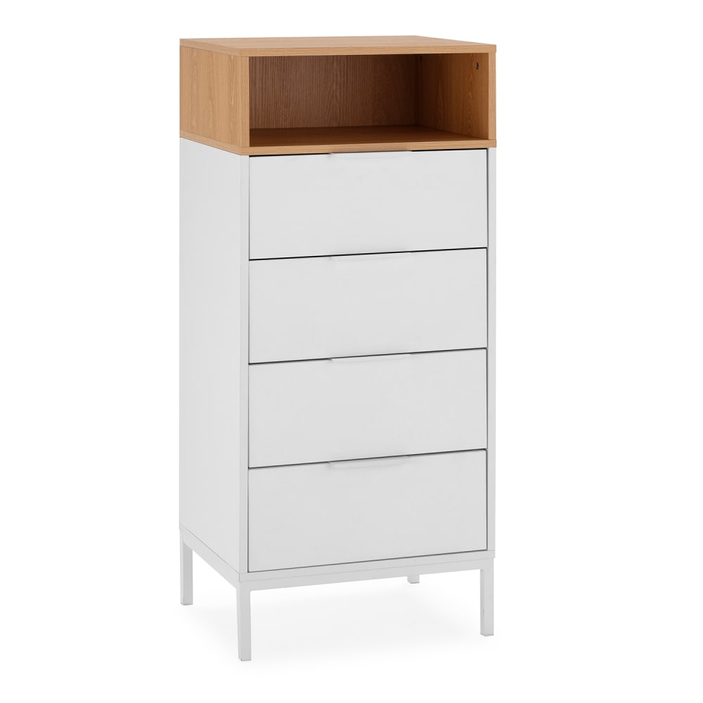 Commode haute 4 tiroirs couleur Blanc