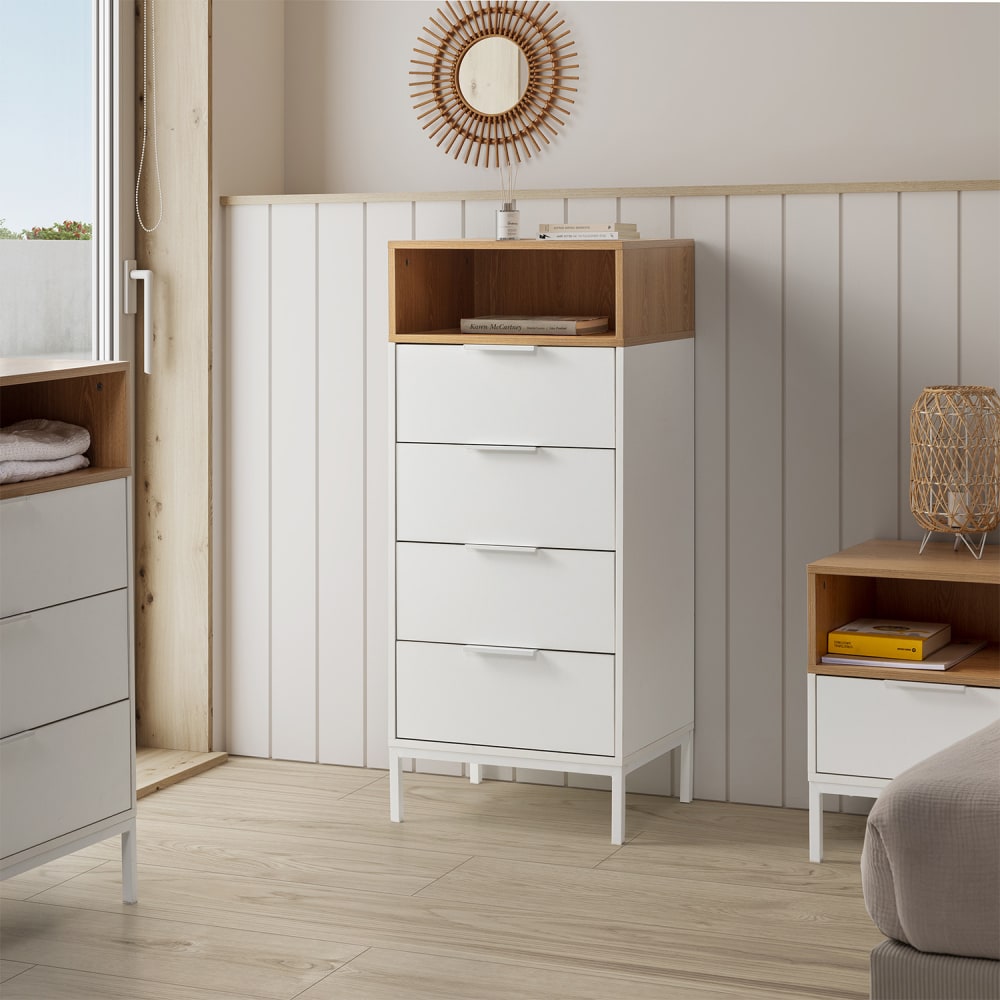 Hohe kommode 4 schubladen Weiß - Maisons Du Monde