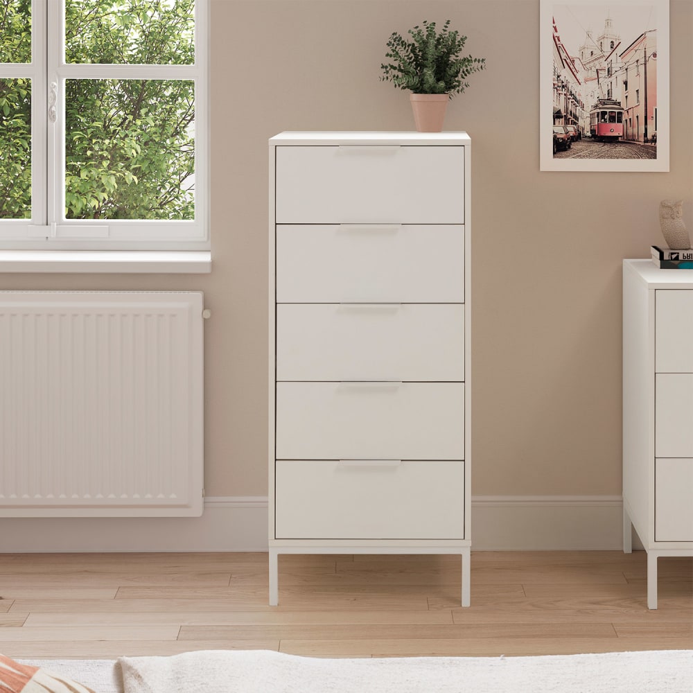 Hohe kommode 5 schubladen Weiß - Maisons Du Monde
