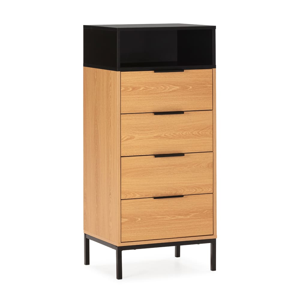 HOMN Hohe kommode 4 schubladen Eichenfarbe style modern Braun Spanplatte