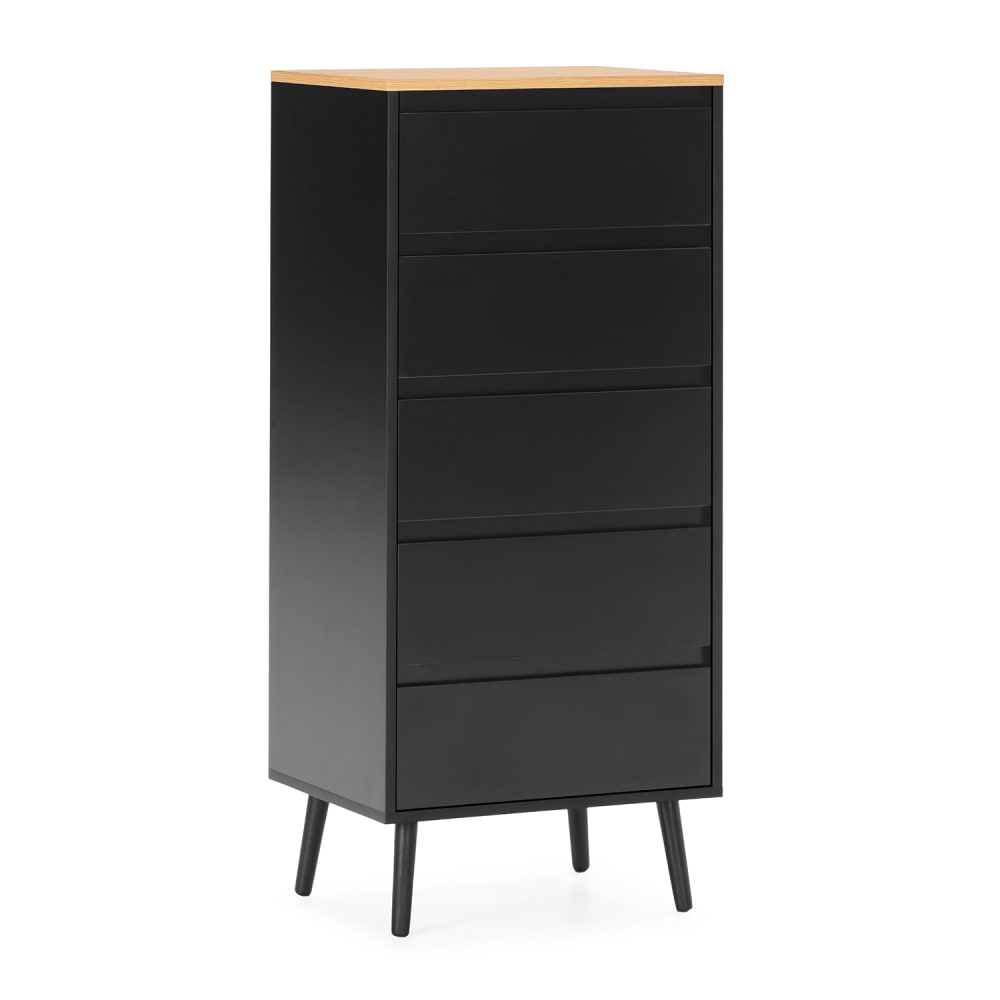 HOMN Hohe kommode 5 chubladen schwarze Farbe style industrial - Spanplatte
