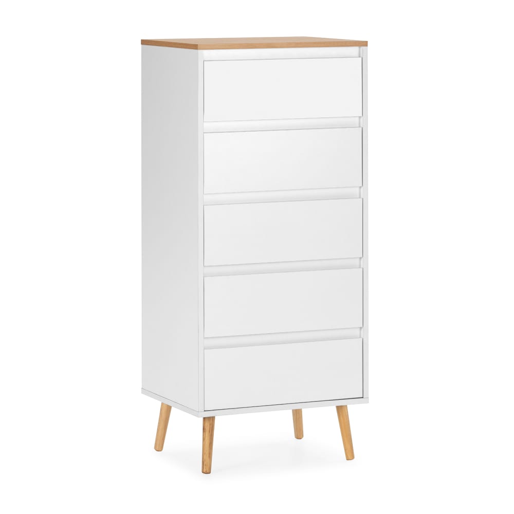 HOMN Hohe kommode 5 chubladen Weiß style modern Weiß Spanplatte