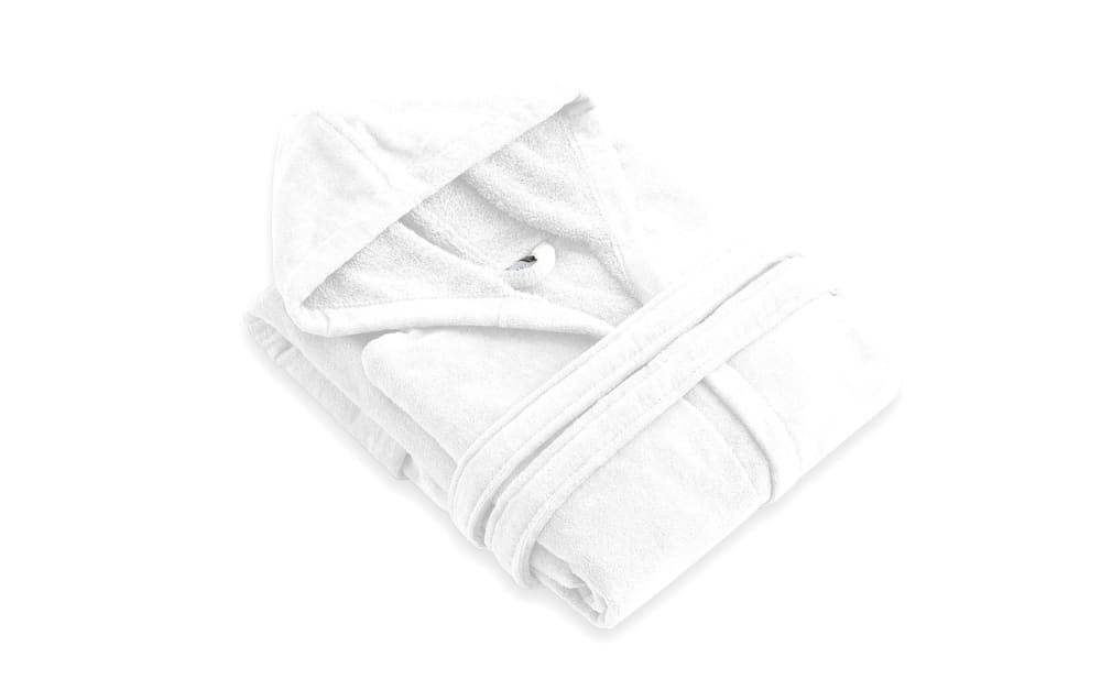 Albornoz terciopelo con capucha blanco - talla s