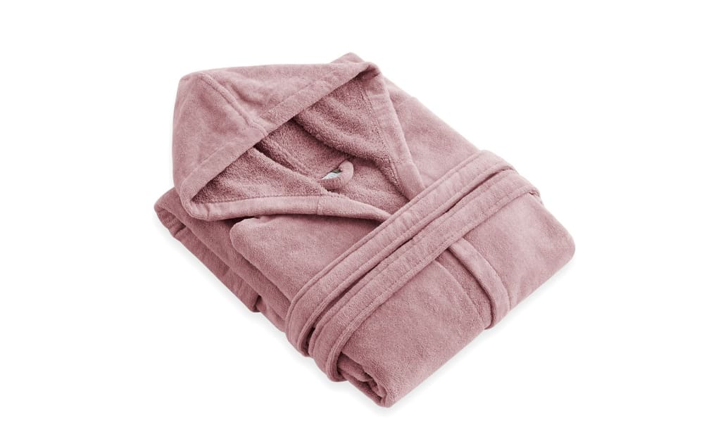 Albornoz terciopelo con capucha rosa maquillaje - Velvet L