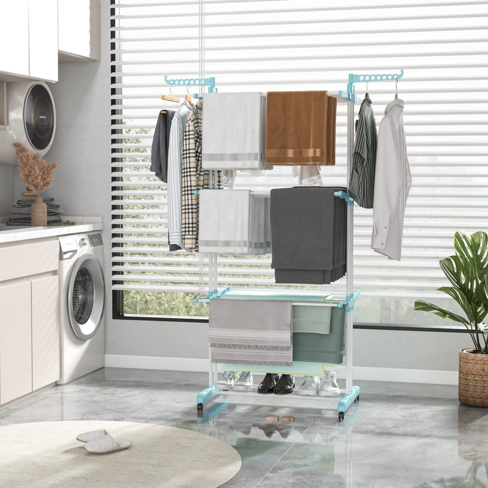 Wäscheständer Metall 127 x 63 x 171 cm, Blau - Maisons Du Monde