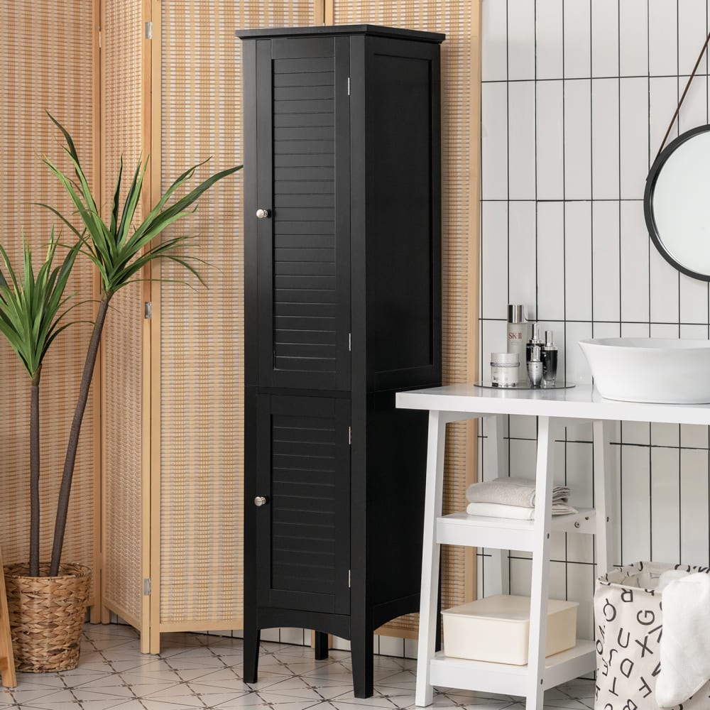 Badezimmerschrank hoch MDF 37 x 37 x 160 cm, Schwarz - Maisons Du