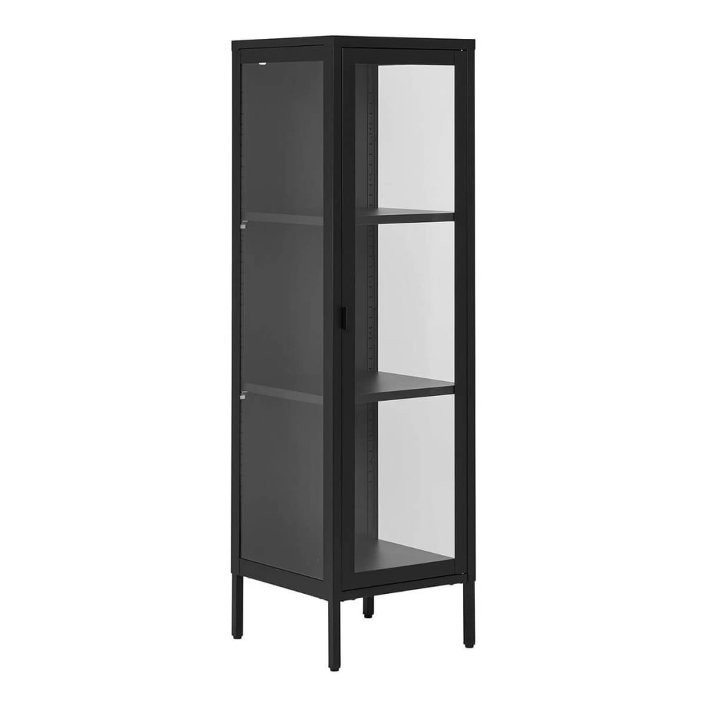 Vitrine 1 portes verre et métal noir h140cm
