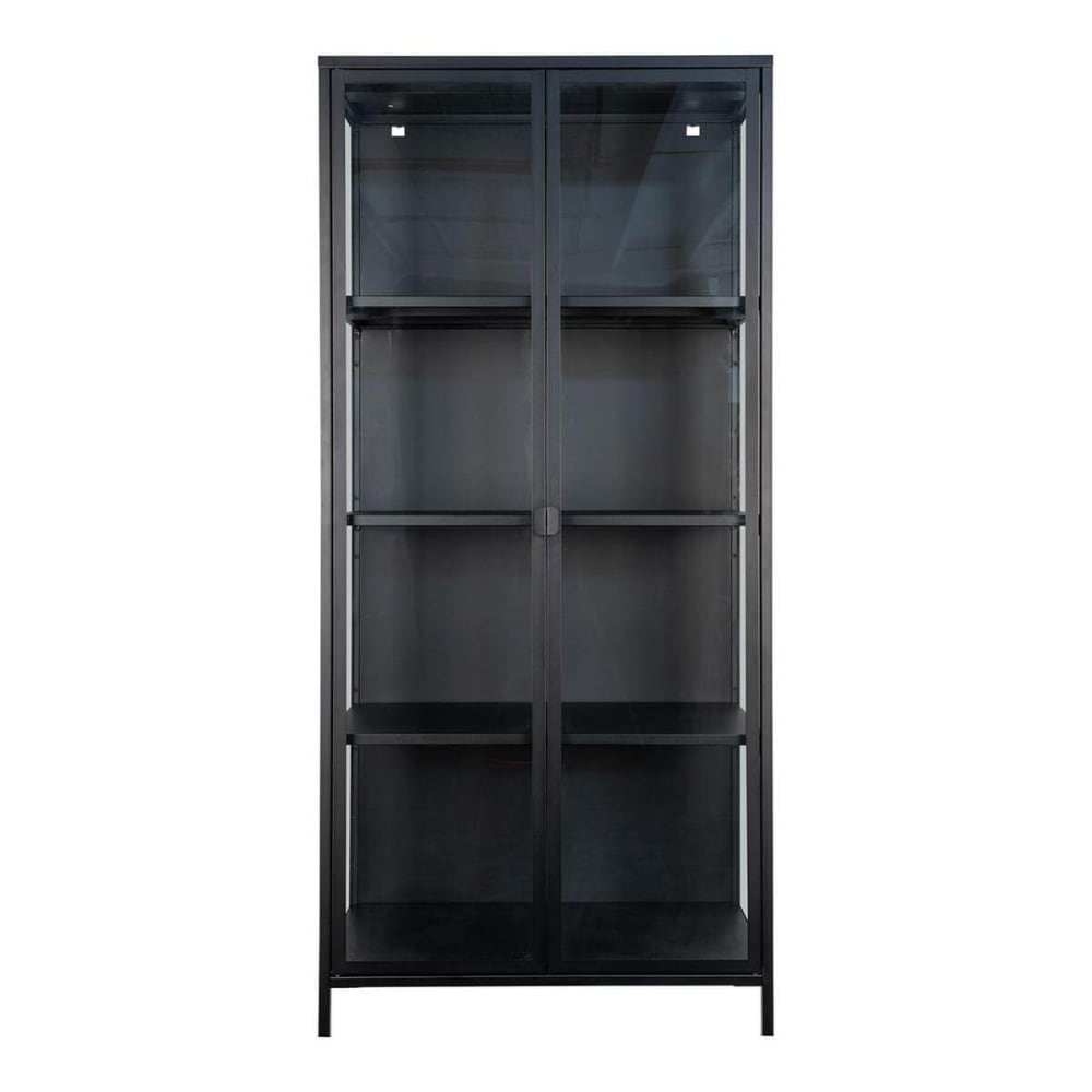 Vitrine 2 portes verre et acier noir H175cm