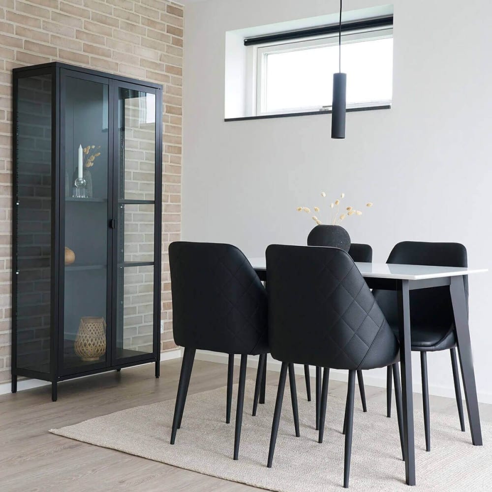 Vitrine 2 portes verre et acier noir h175cm