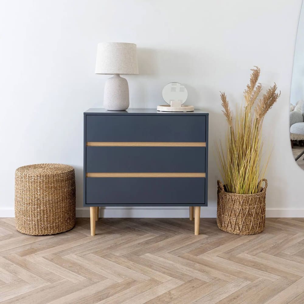 Commode 3 tiroirs en mdf gris foncé et bois naturel - Maisons du Monde