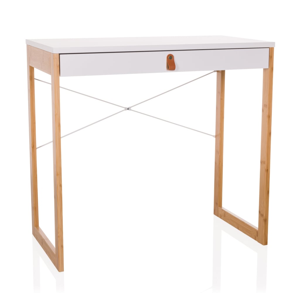 hjh LIVING Schreibtisch mit 1 Schubladen Weiß Weiß Spanplatte