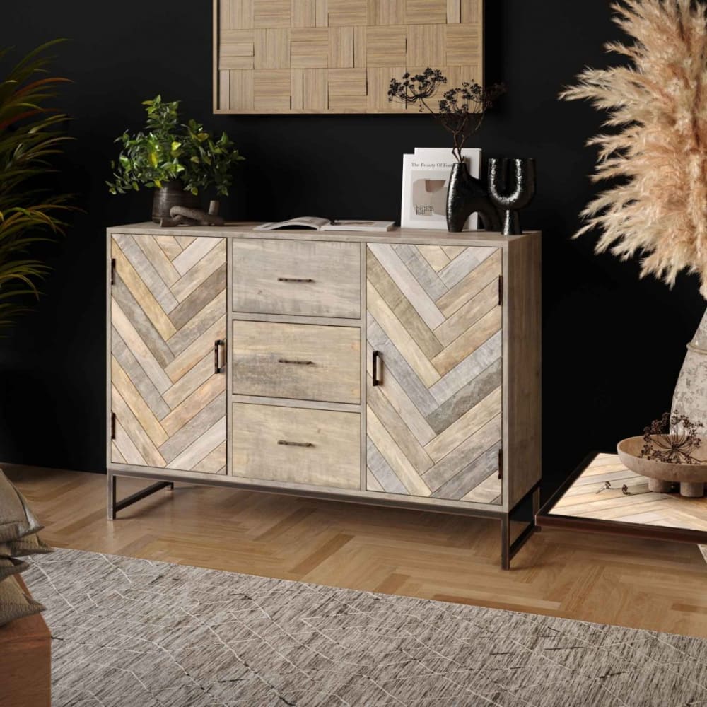 Bahut 2 portes 3 tiroirs en manguier massif