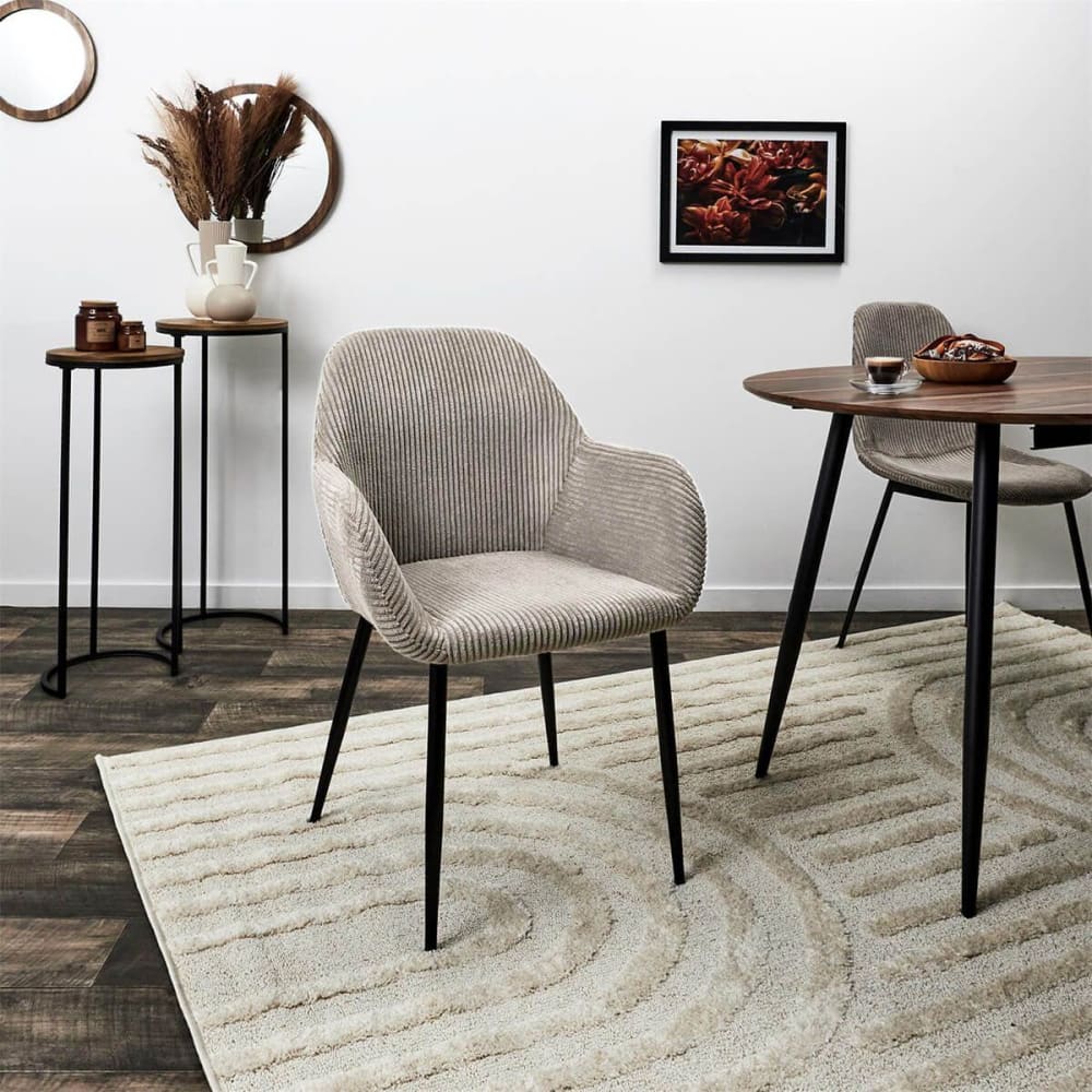 Lot de 2 fauteuils de table en velours côtelé coloris taupe - Maisons du Monde