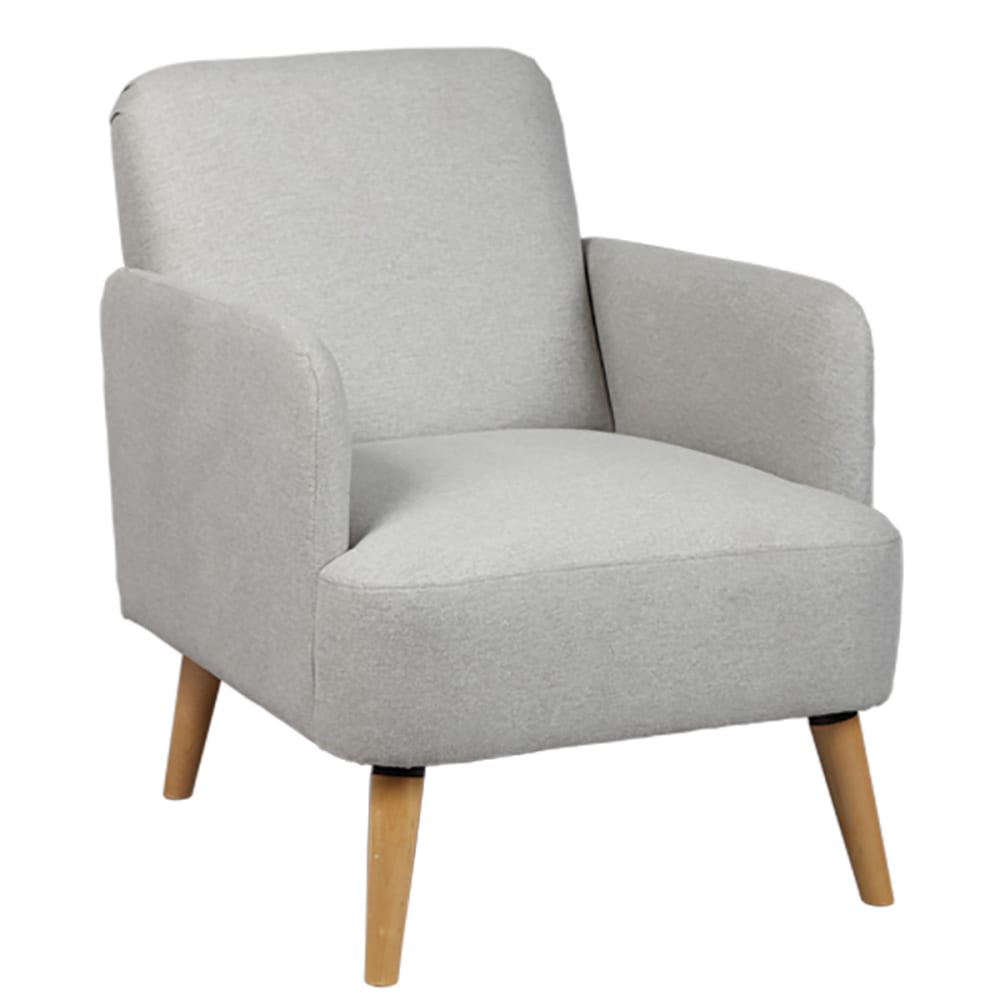 Fauteuil gris clair en tissu rembourré