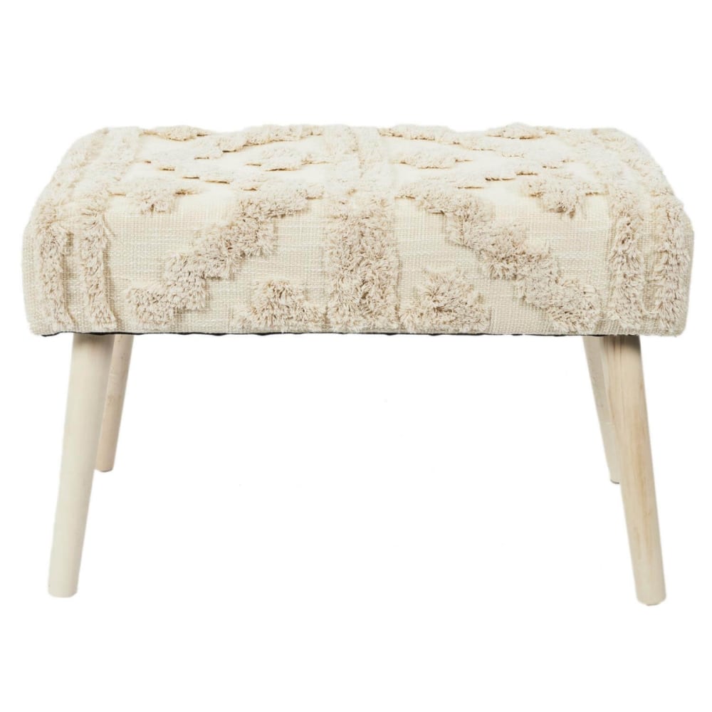 Banc scandinave beige motifs imitation fourrure - Maisons du Monde