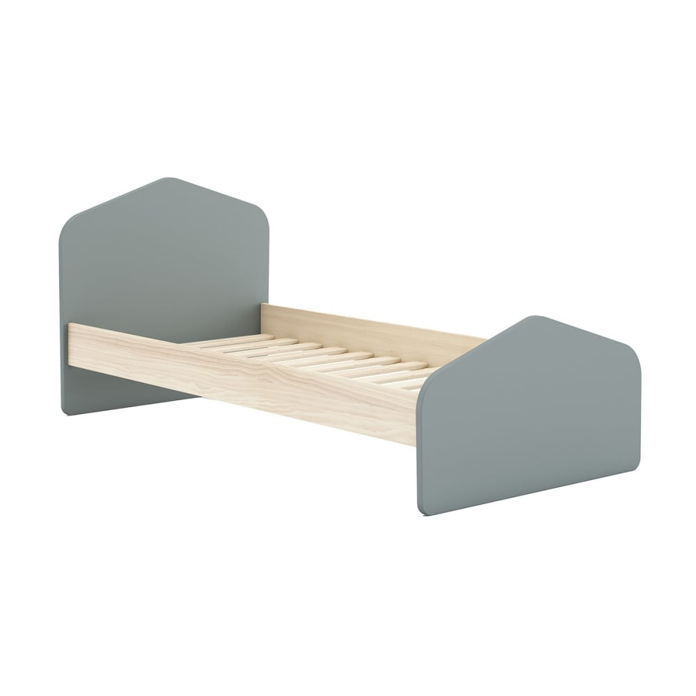 Lit 90x190cm mdf et pin - coloris gris naturel