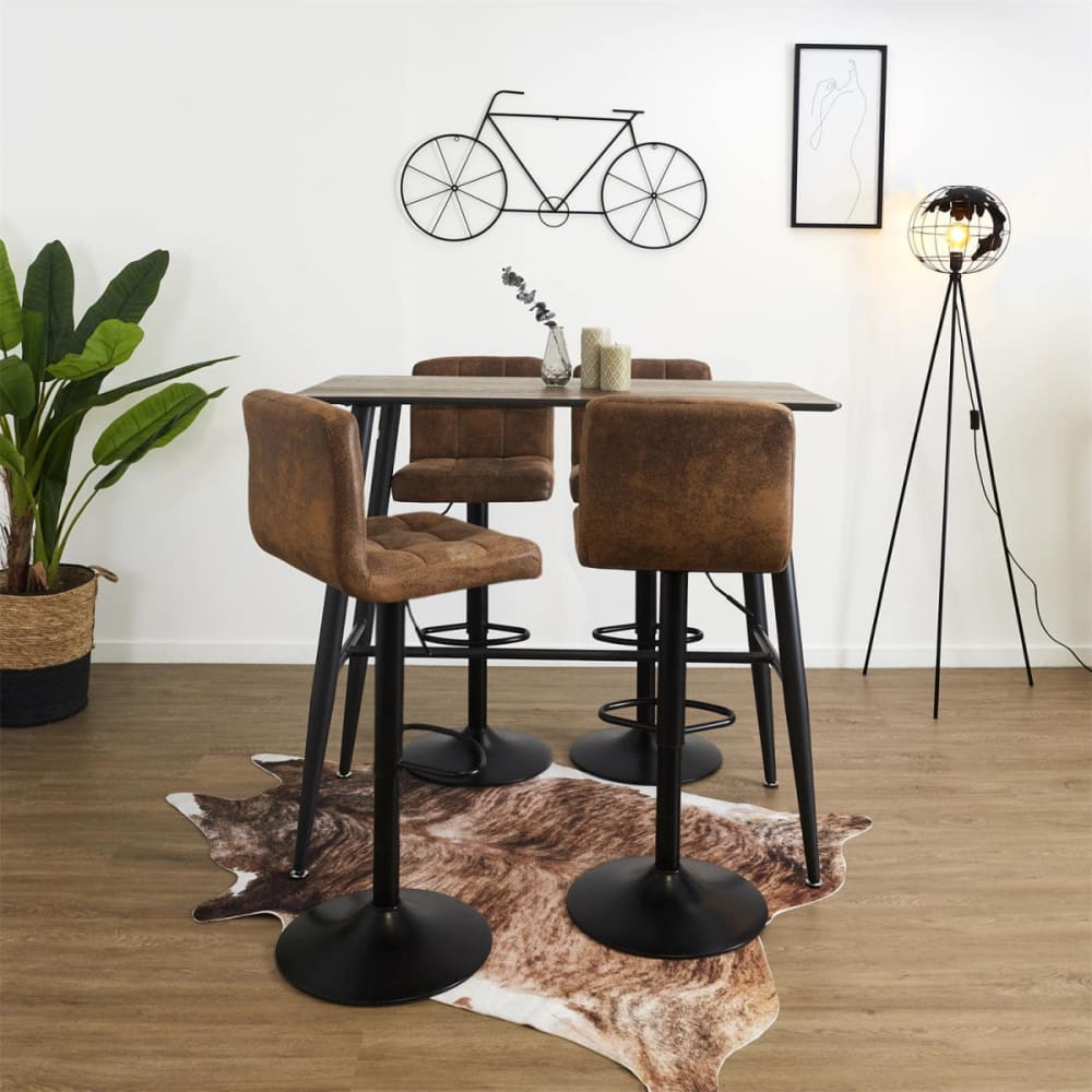 Lot de 2 tabourets simili marron camel