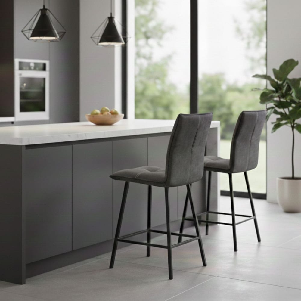 Lot de 2 tabourets gris anthracite assise h65cm - Maisons du Monde