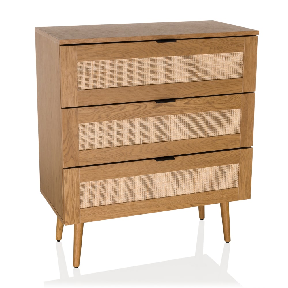 hjh LIVING Kommode mit 3 Schubladen Eiche style seaside Braun Spanplatte