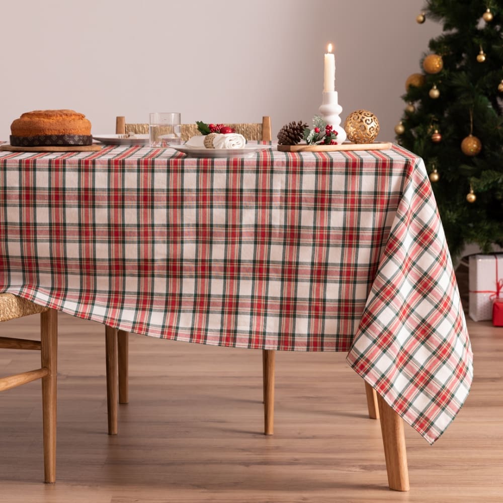 Mantel navidad algodón blanco 155x240 cm