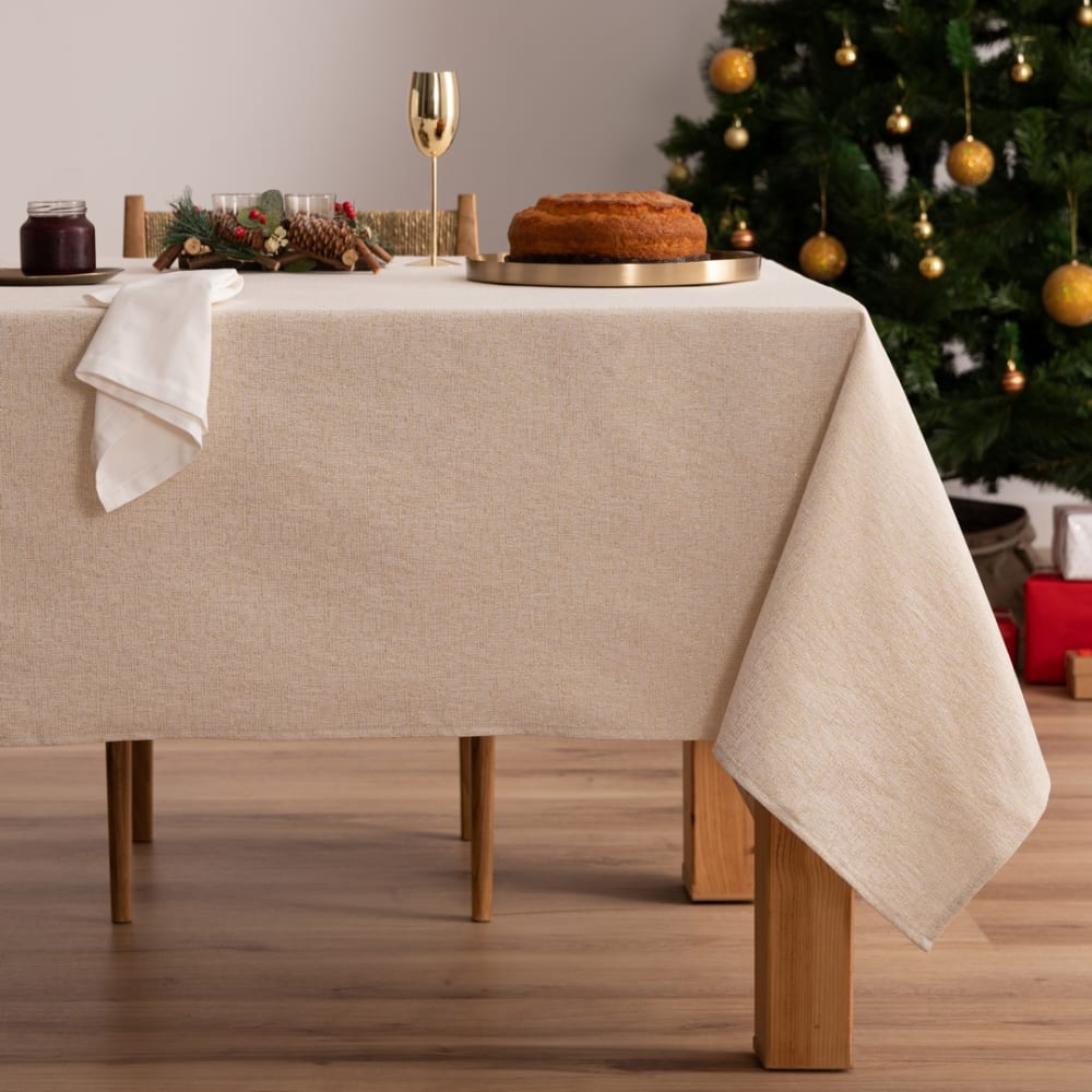 Mantel navidad jacquard oro 155x155 cm
