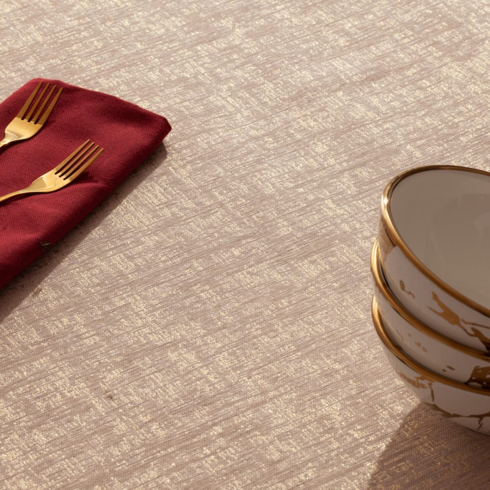 Weihnachts-Tischdecke Jacquard Gold 155x300cm - Maisons Du Monde