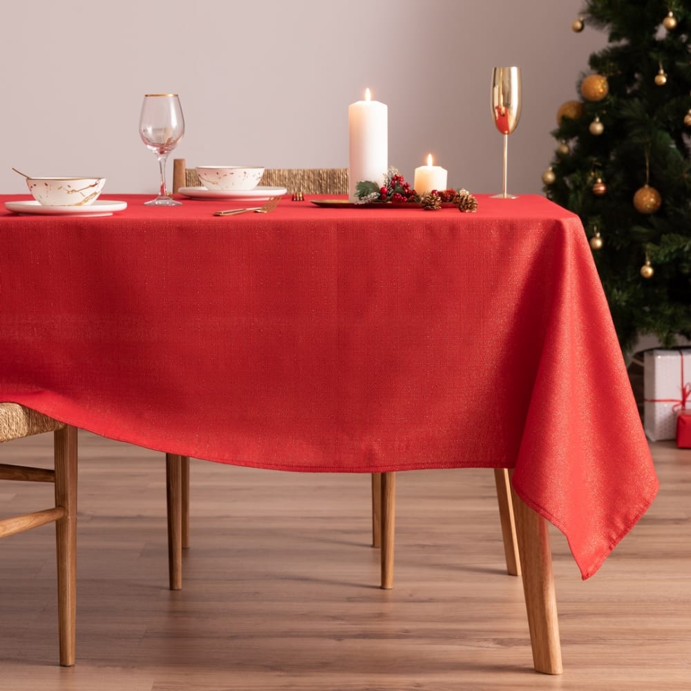 Mantel navidad algodón rojo-oro 155x100 cm