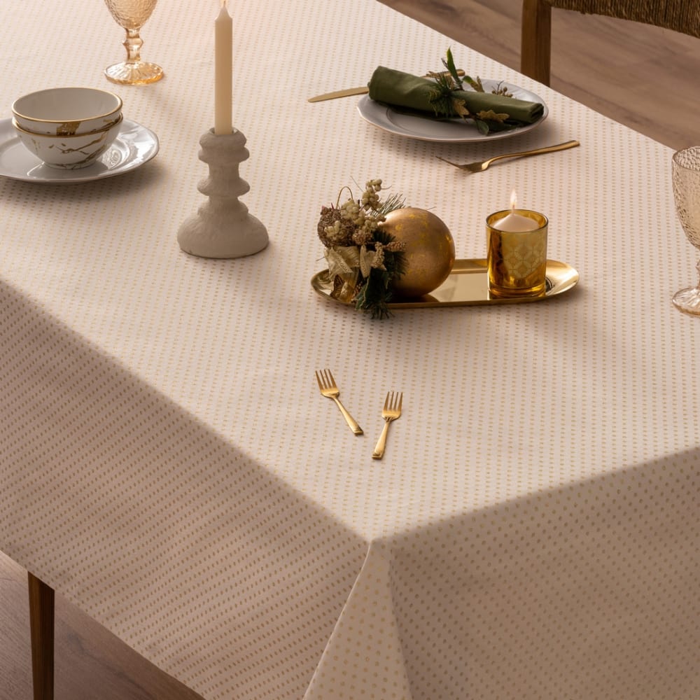 Mantel navidad jacquard oro 155x155 cm