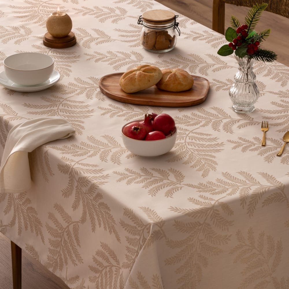 Mantel navidad jacquard oro 155x300 cm