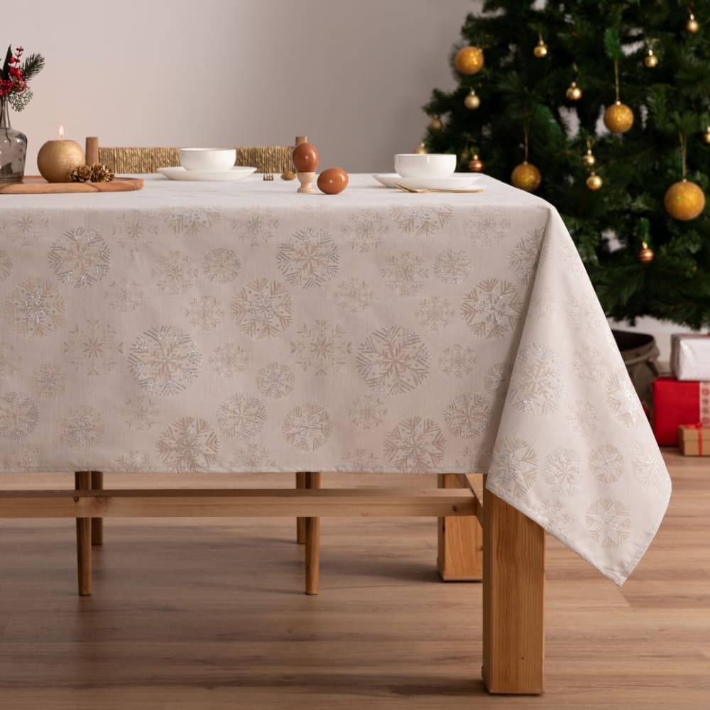Mantel navidad jacquard plata 155x155 cm