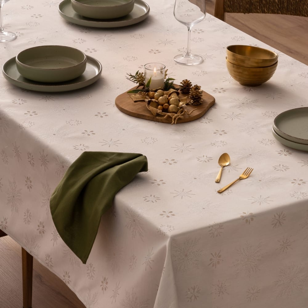 Nappe de Noël jacquard argent 155x250 cm