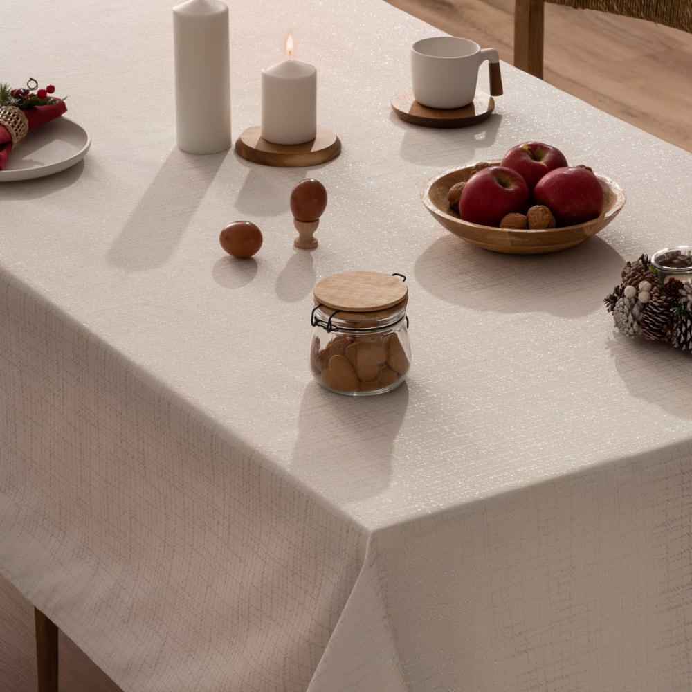 Mantel navidad jacquard plata 155x350 cm