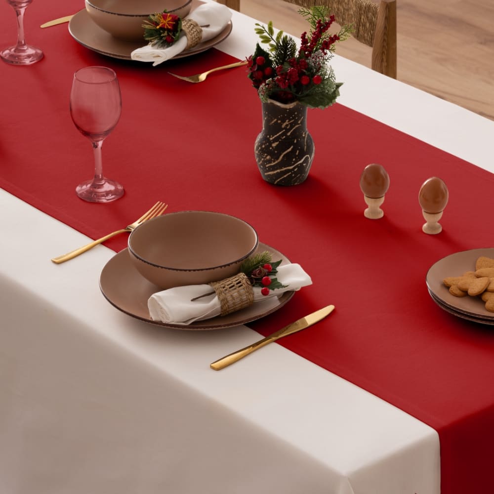 Chemin de table Noël rouge 50x155 cm