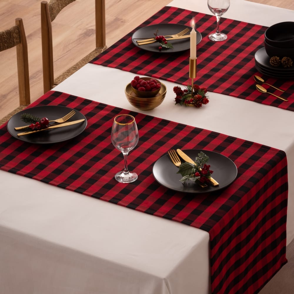 Camino de mesa navidad rojo-negro 50x155 cm