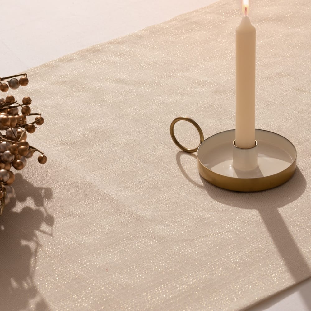 Chemin de table Noël beige-doré 50x155 cm