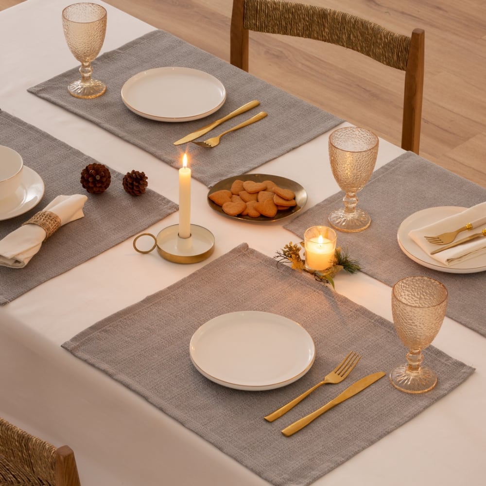 Silbergraue Tischsets (2) 50 x 40 cm - Maisons Du Monde