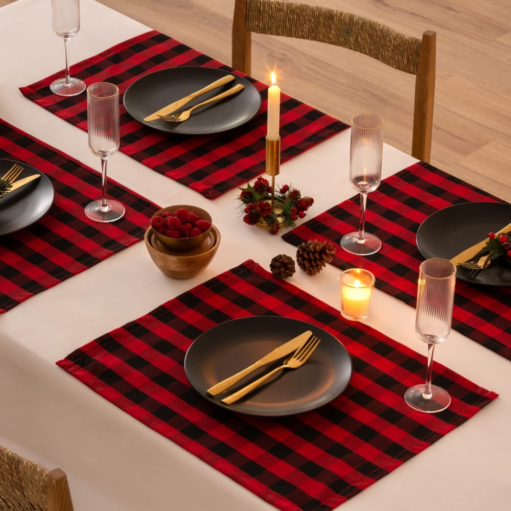 Rot-schwarzes Tischset (2) 50x40 cm - Maisons Du Monde