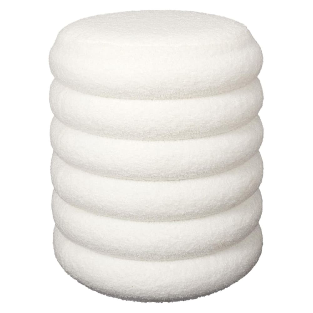 Pouf-coffre Ø37cm matelassé blanc