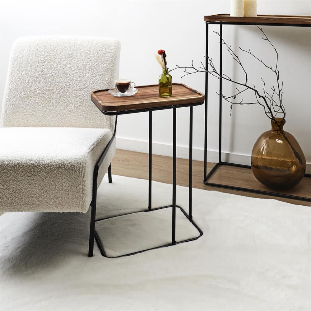 Bout de canapé en métal filaire et plateau en acacia - Maisons du Monde